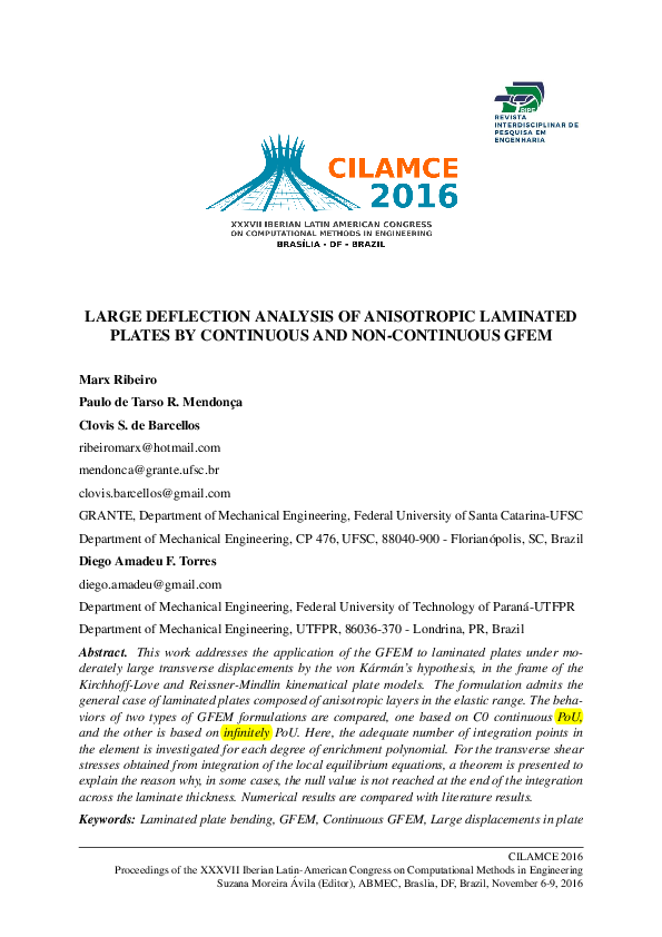 (PDF) Large Deflection Analysis of Anisotropic Laminated Plates by ...