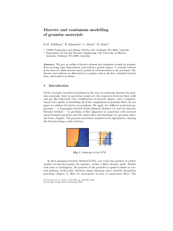 (PDF) Discrete and continuum modelling of granular materials