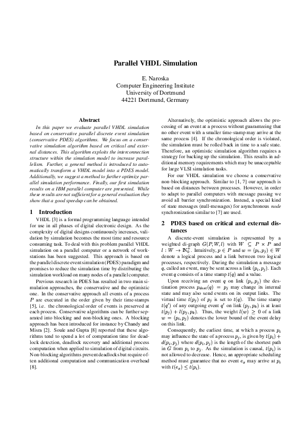 (PDF) Parallel VHDL simulation