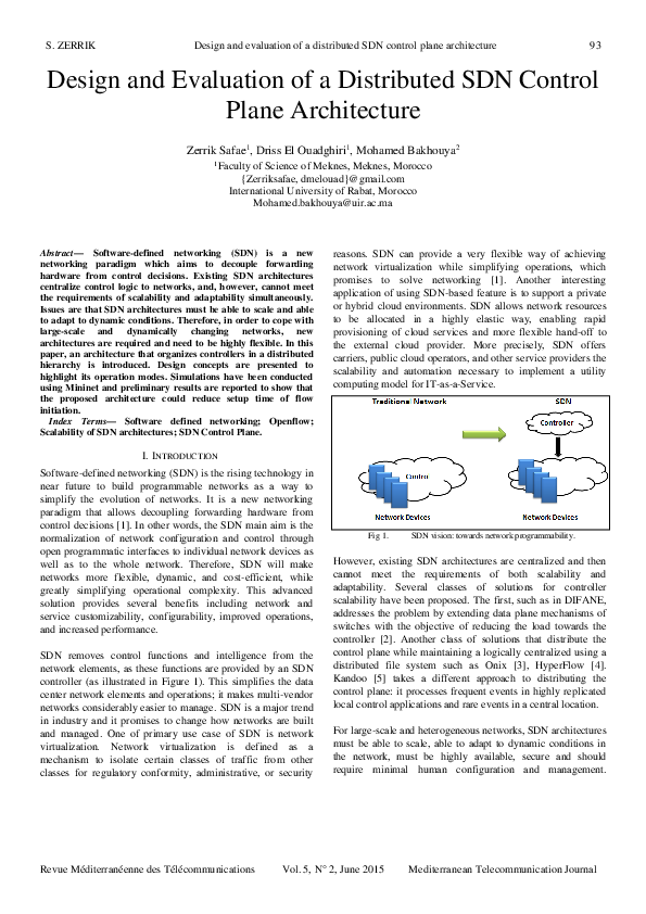 (PDF) Design and Evaluation of a Distributed SDN Control Plane Architecture