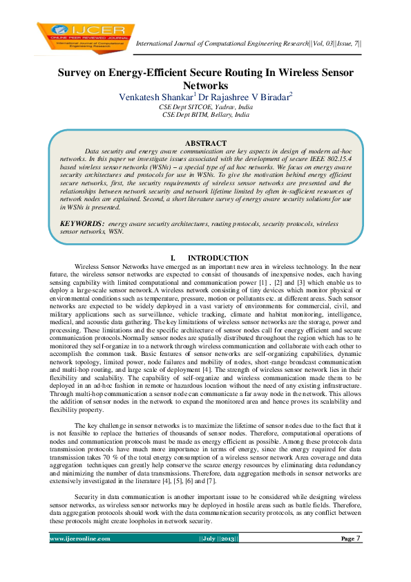 (PDF) Survey on Energy-Efficient Secure Routing In Wireless Sensor Networks
