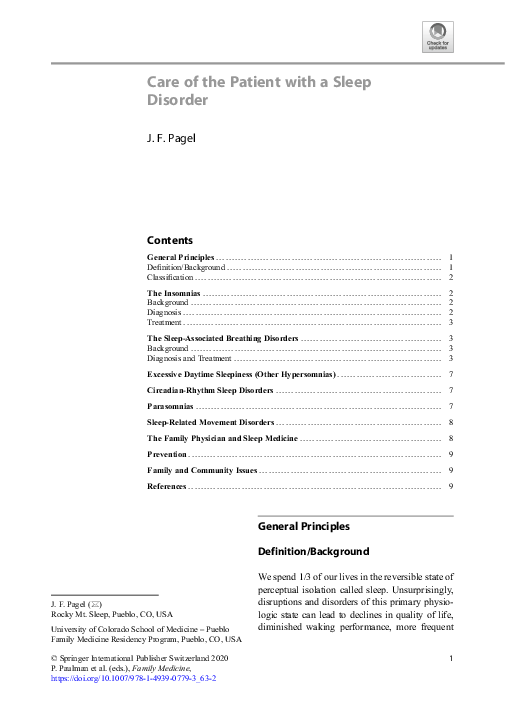 (PDF) Care of the Patient with a Sleep Disorder