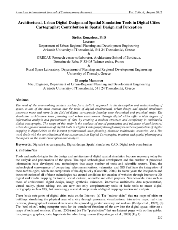 (PDF) Architectural, Urban Digital Design and Spatial Simulation Tools ...