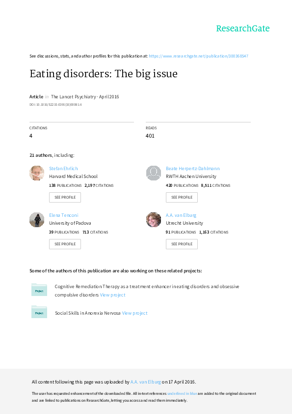 (PDF) Eating disorders: the big issue