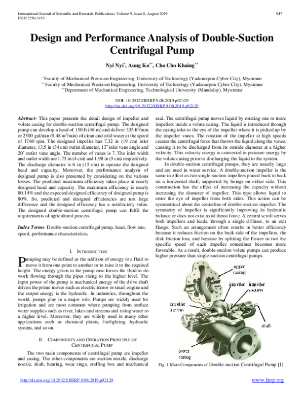 (PDF) Design and Performance Analysis of Double-Suction Centrifugal Pump