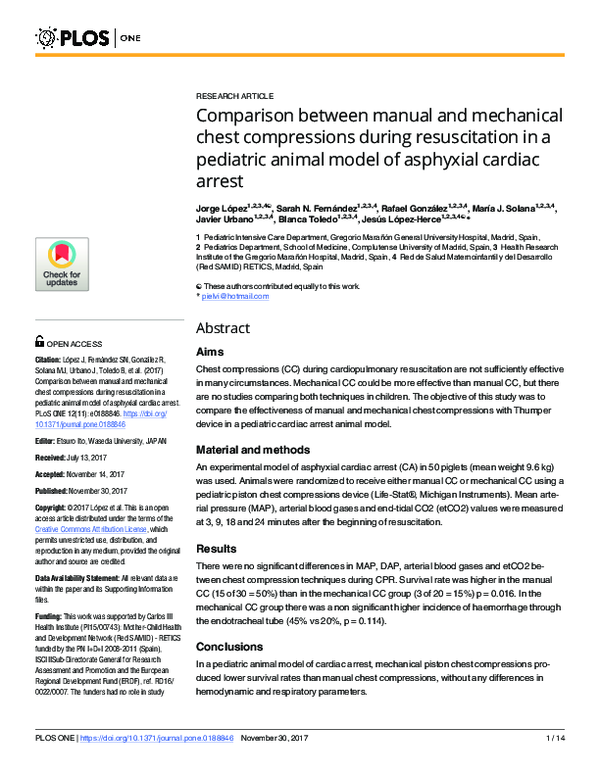 (PDF) Comparison between manual and mechanical chest compressions ...