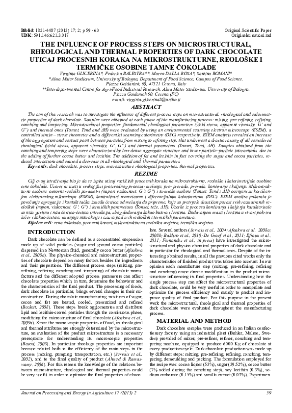 (PDF) The influence of process steps on microstructural, rheological ...