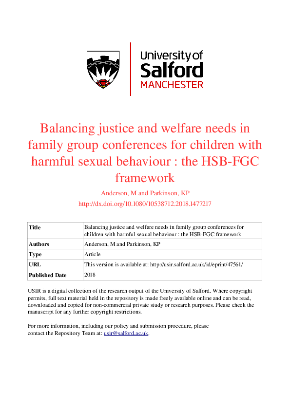 (PDF) Balancing Justice and Welfare Needs in Family Group Conferences ...