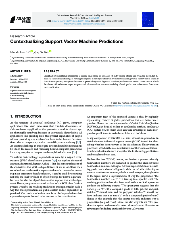 (PDF) Contextualizing Support Vector Machine Predictions