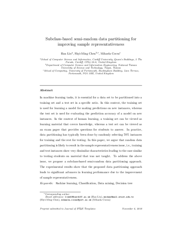 (PDF) Subclass-based semi-random data partitioning for improving sample ...