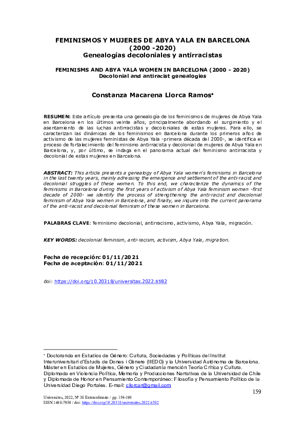 (PDF) Feminismos y mujeres de Abya Yala en Barcelona (2000-2020 ...