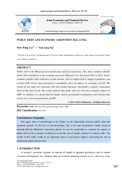 (PDF) Public Debt and Economic Growth in Malaysia