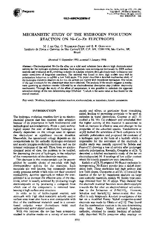 (PDF) Mechanistic study of the hydrogen evolution reaction on Ni Co Zn ...