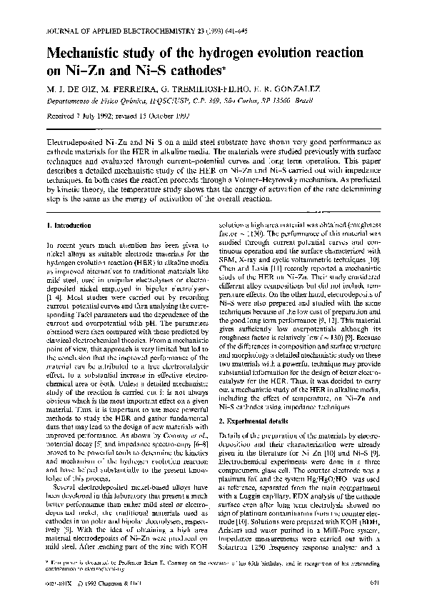 (PDF) Mechanistic study of the hydrogen evolution reaction on Ni-Zn and ...