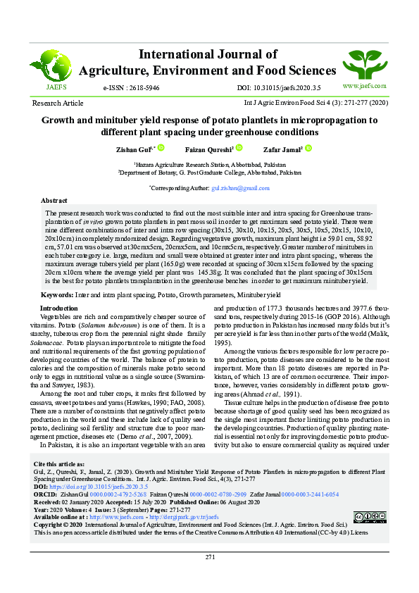 (PDF) Growth and minituber yield response of potato plantlets in ...