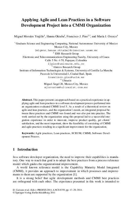 (PDF) Applying Agile and Lean Practices in a Software Development ...