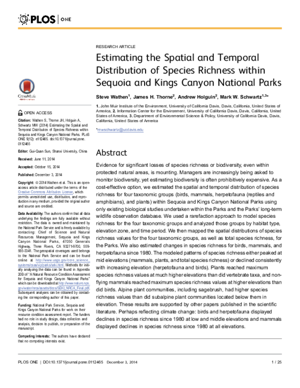 (PDF) RESEARCH ARTICLE Estimating the Spatial and Temporal Distribution ...
