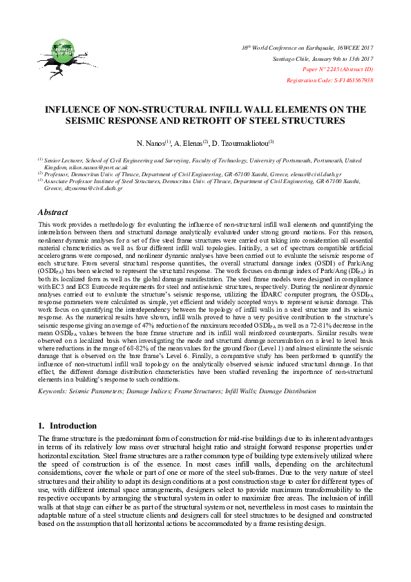 (PDF) Influence of non-structural infill wall elements on the seismic ...