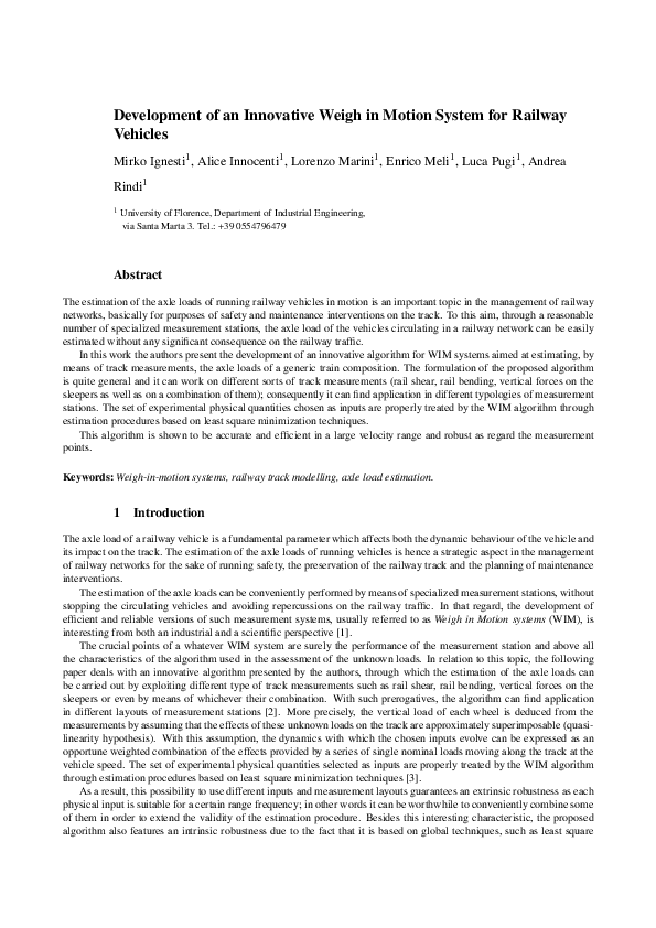 (PDF) Development of an innovative weigh in motion system for railway ...