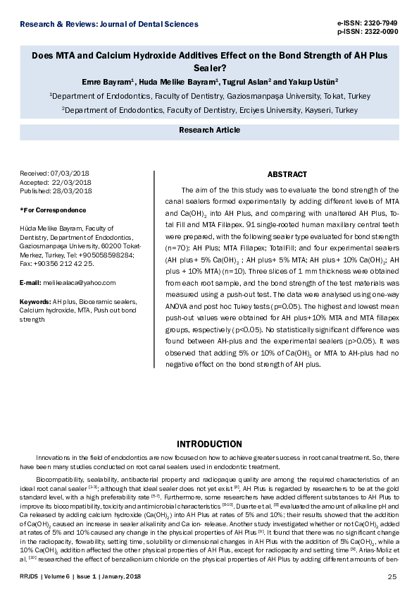 (PDF) Does MTA and Calcium Hydroxide Additives Effect on the Bond ...