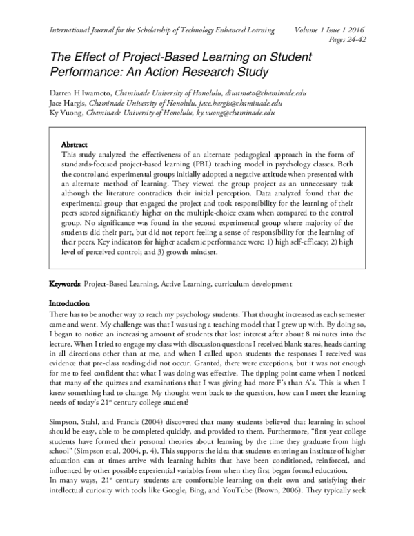 (PDF) The Effect of Project-Based Learning on Student Performance: An ...