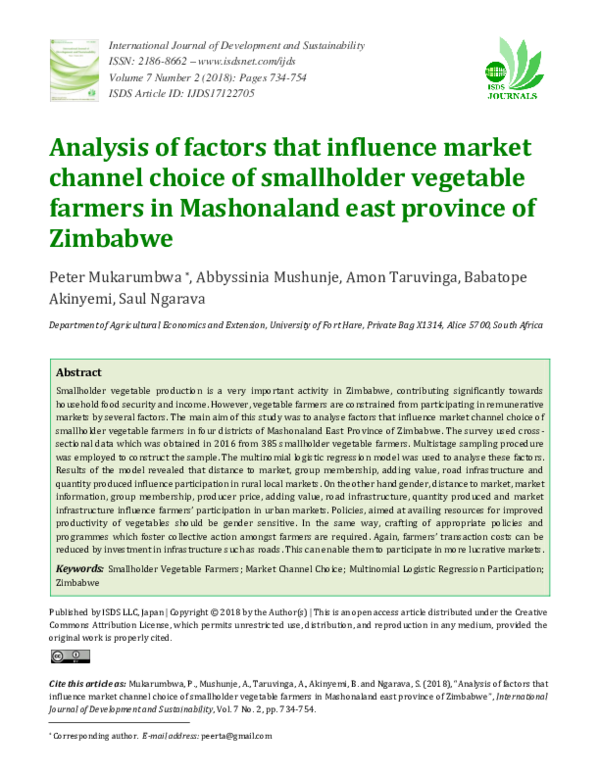 (PDF) Analysis of factors that influence market channel choice of ...