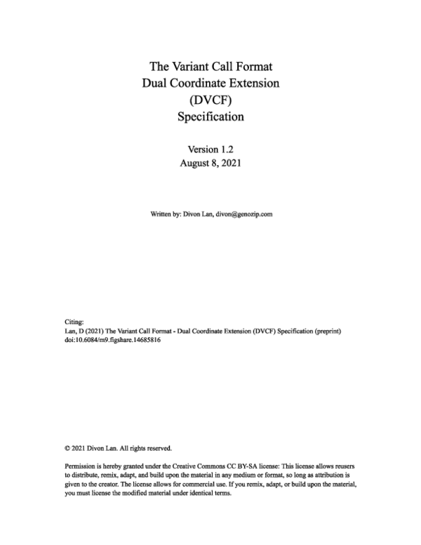 (PDF) The Variant Call Format - Dual Coordinates Extension (DVCF ...