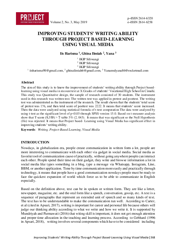 (PDF) Improving Students’ Writing Ability Through Project Based ...