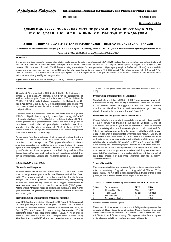 (PDF) A simple and sensitive RP-HPLC method for simultaneous estimation ...