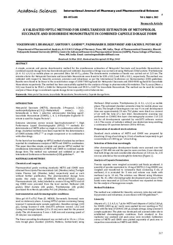 (PDF) A Validated HPTLC Method for Simultaneous Estimation of ...