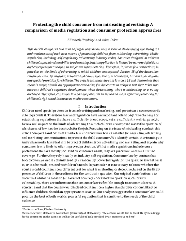 (PDF) Protecting the Child Consumer from Misleading Advertising: A ...