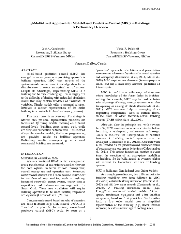  PDF GhMulti Level Approach For Model Based Predictive Control MPC 