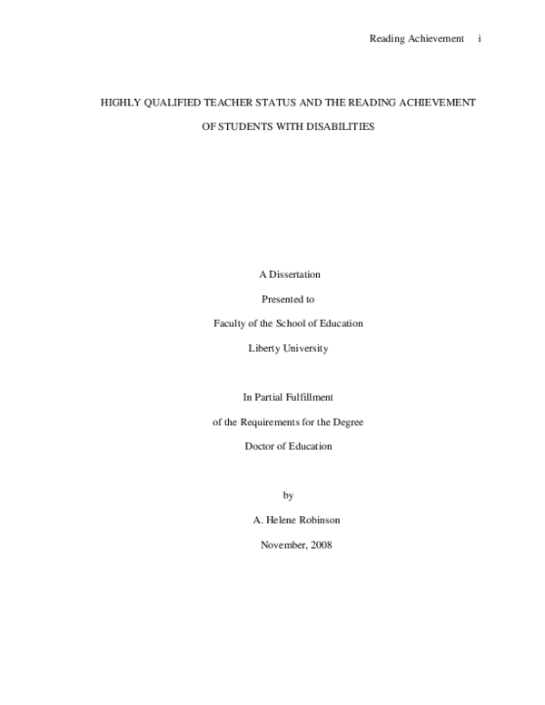 (PDF) Highly Qualified Teacher Status and the Reading Achievement of ...