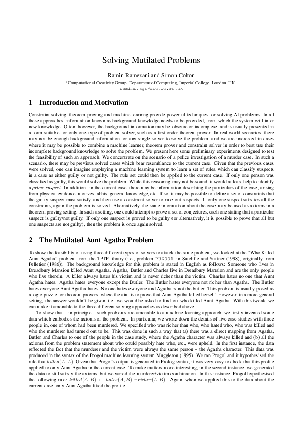 (PDF) Solving Mutilated Problems