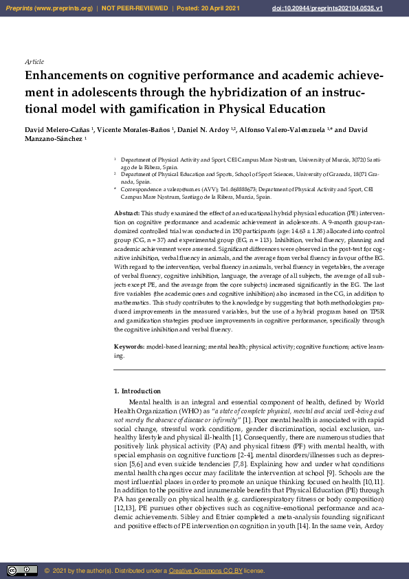 (PDF) Enhancements on Cognitive Performance and Academic Achievement in ...