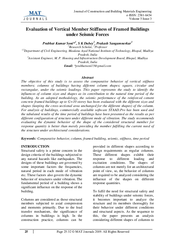 (PDF) Evaluation of Vertical Member Stiffness of Framed Buildings under ...