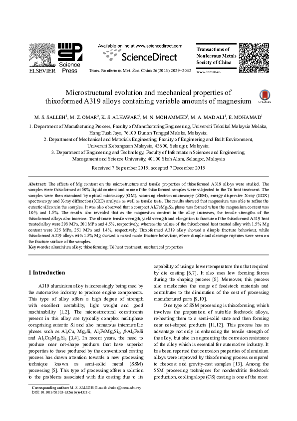 (PDF) Microstructural evolution and mechanical properties of ...