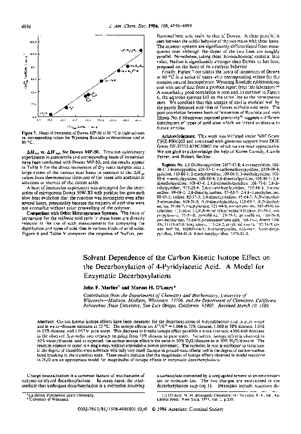 (PDF) Solvent dependence of the carbon kinetic isotope effect on the ...