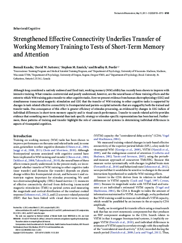 (PDF) Strengthened Effective Connectivity Underlies Transfer of Working ...