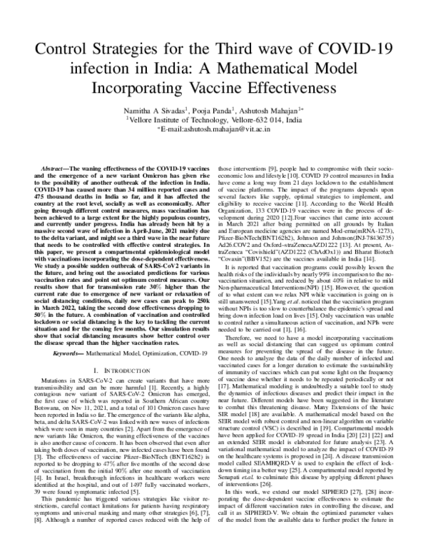 (PDF) Control Strategies for the Third wave of COVID-19 infection in ...