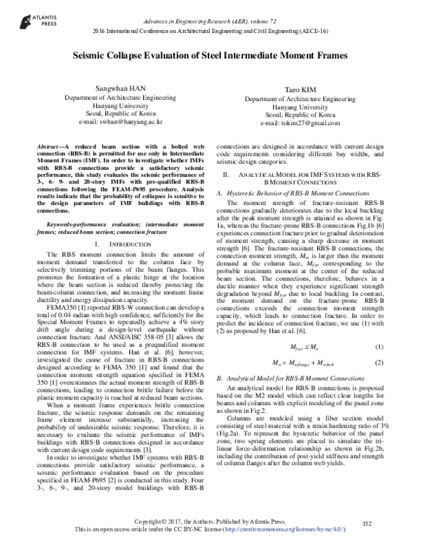 (PDF) Seismic Collapse Evaluation of Steel Intermediate Moment Frames