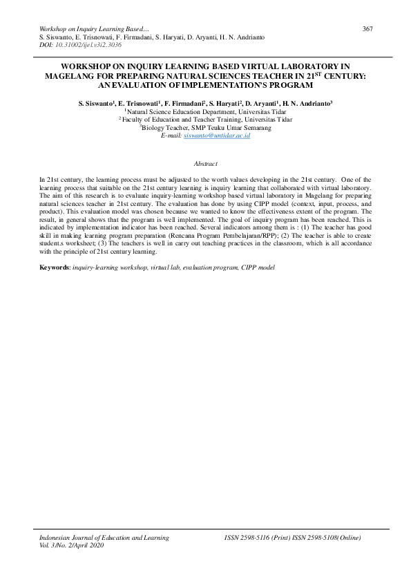 (PDF) Workshop on Inquiry Learning Based Virtual Laboratory in Magelang ...