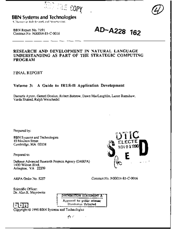 (PDF) Volume 3: A Guide to IRUS-II Application Development
