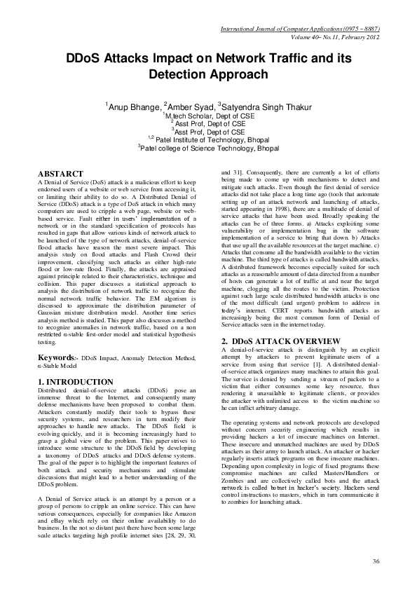 (PDF) DDoS Attacks Impact on Network Traffic and its Detection Approach 1