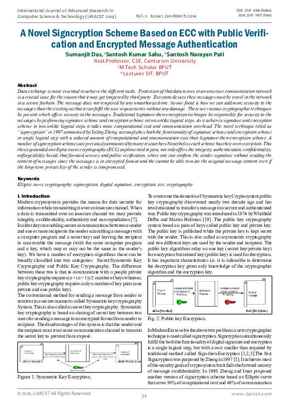 (PDF) A Novel Signcryption Scheme Based on ECC with Public Verifi ...