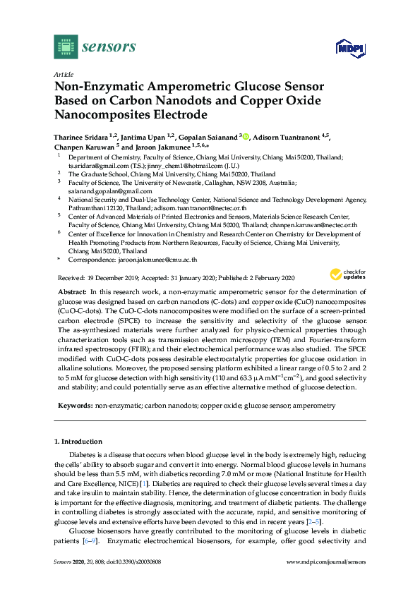 (PDF) Non-Enzymatic Amperometric Glucose Sensor Based on Carbon ...
