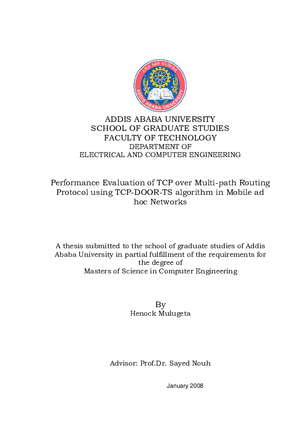 (PDF) Performance Evaluation of TCP over Multipath Routing Protocol ...