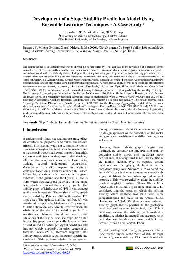 (PDF) Development of a Stope Stability Prediction Model Using Ensemble ...