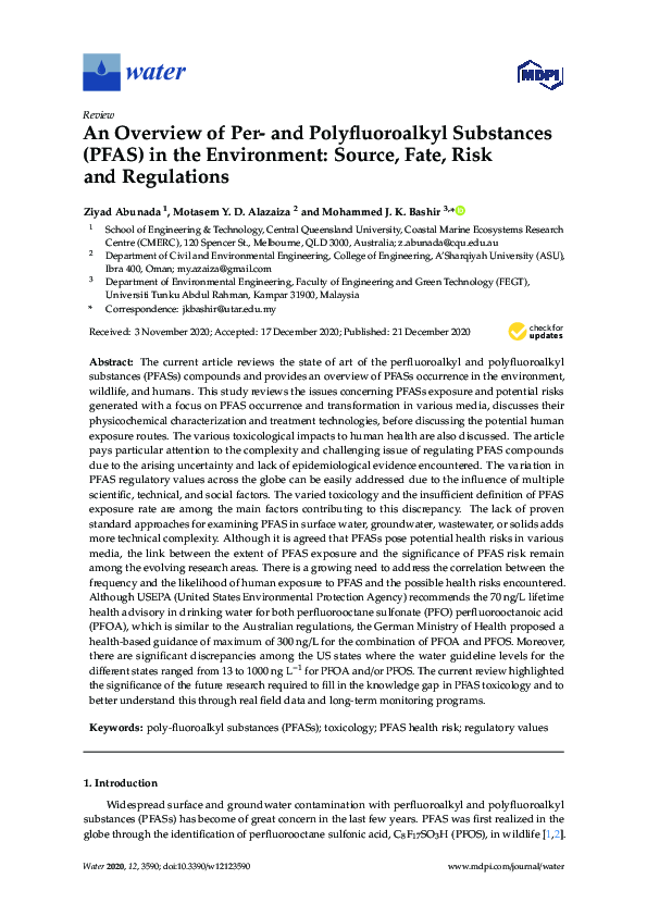 (PDF) An Overview of Per- and Polyfluoroalkyl Substances (PFAS) in the ...
