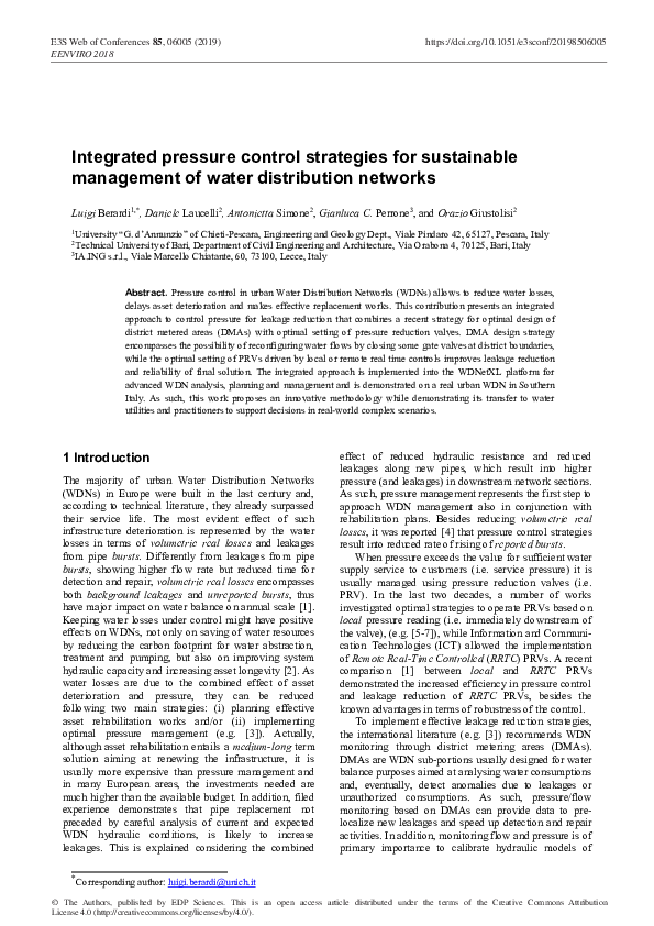 (PDF) Integrated pressure control strategies for sustainable management ...